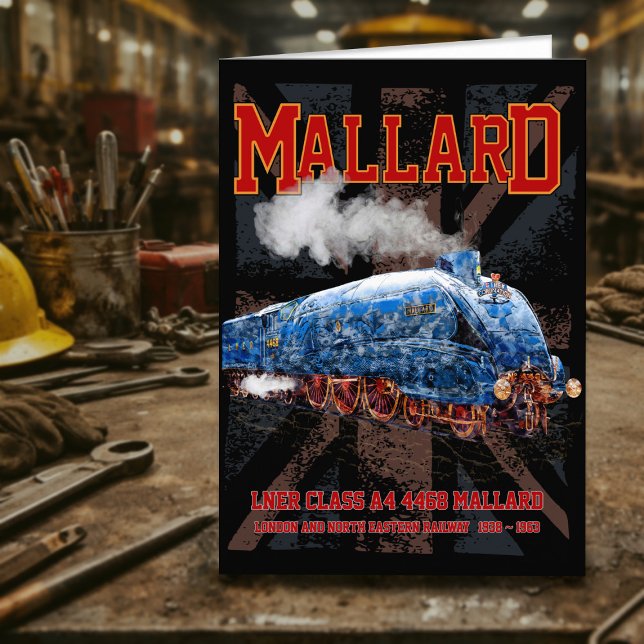 Tarjeta De Agradecimiento LNER Clase A4 Locomotora Mallard bandera de la Uni (LNER Class A4 Mallard locomotive Union Jack flag. Thank You Card)