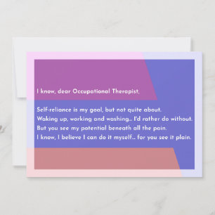 Tarjeta De Agradecimiento Lo sé, querida Terapeuta Ocupacional,