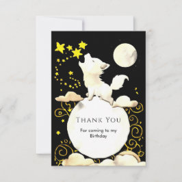 Tarjeta De Agradecimiento Lobo Cumpleaños Encanto Simple