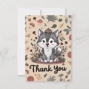Tarjeta De Agradecimiento Lobo cute Woodland