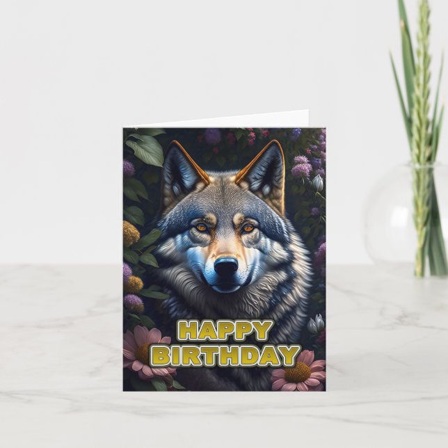 Tarjeta De Agradecimiento lobo de cumpleaños (Anverso)