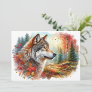Tarjeta De Agradecimiento Lobo en el bosque: una impresionante mezcla de nat