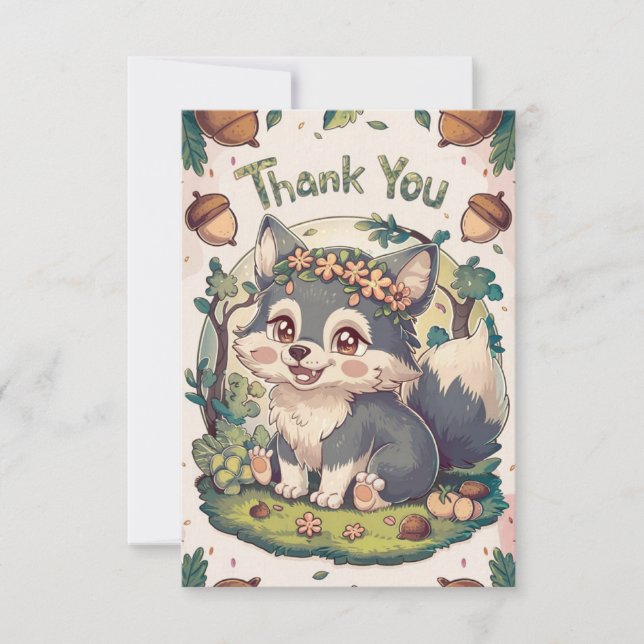 Tarjeta De Agradecimiento Lobo Encantado (Anverso)