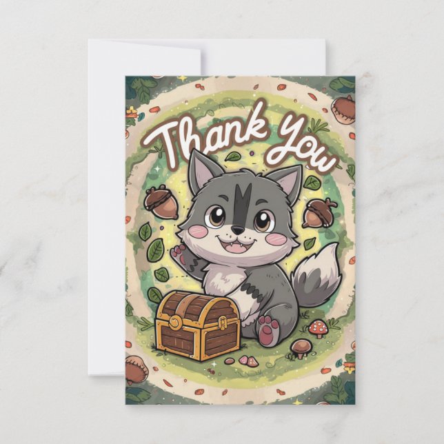 Tarjeta De Agradecimiento Lobo mágico encantado (Anverso)