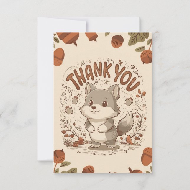 Tarjeta De Agradecimiento Lobo mágico y caprichoso (Anverso)