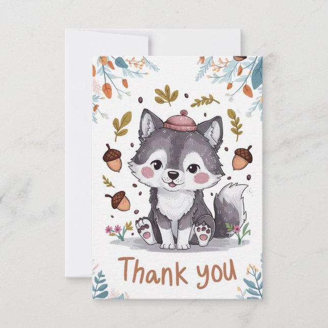 Tarjeta De Agradecimiento Lobo mágico y encantador (Anverso)