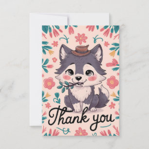 Tarjeta De Agradecimiento Lobo místico del bosque