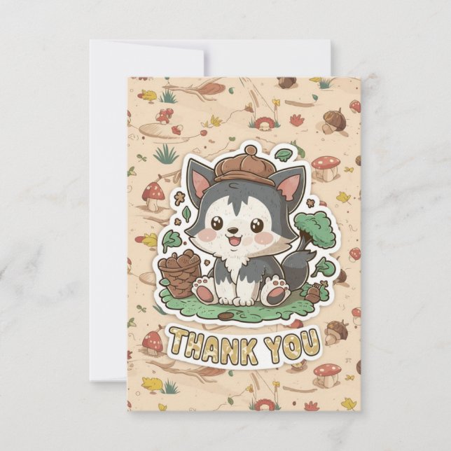 Tarjeta De Agradecimiento Lobo Pastelito (Anverso)