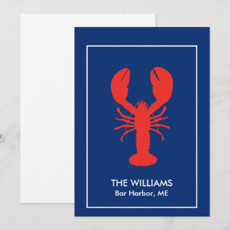 Tarjeta De Agradecimiento Lobster rojo personalizado en blanco