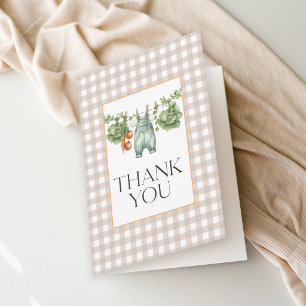 Tarjeta De Agradecimiento Localmente Crecido Gingham Beige Neutro Gracias