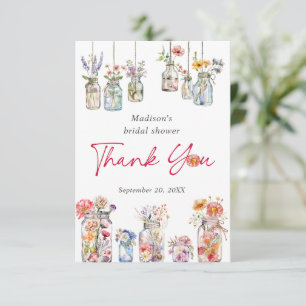 Tarjeta De Agradecimiento Locamente enamorada lluvia de flores acuarela para
