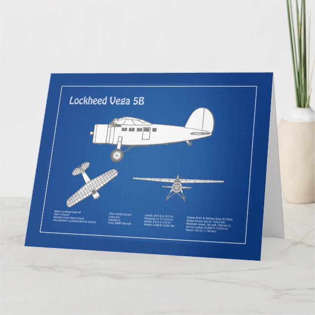 Tarjeta De Agradecimiento Lockheed Vega 5B - Planes de avión ABD (Anverso)