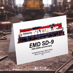 Tarjeta De Agradecimiento Locomotora EMD SD-9 USA 250 Aniversario Heritage