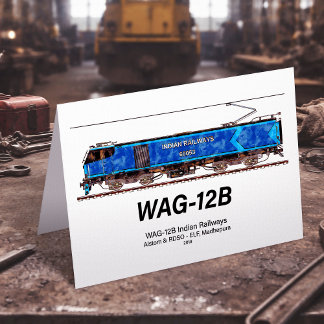 Tarjeta De Agradecimiento Locomotora WAG-12B. Ferrocarril de la India