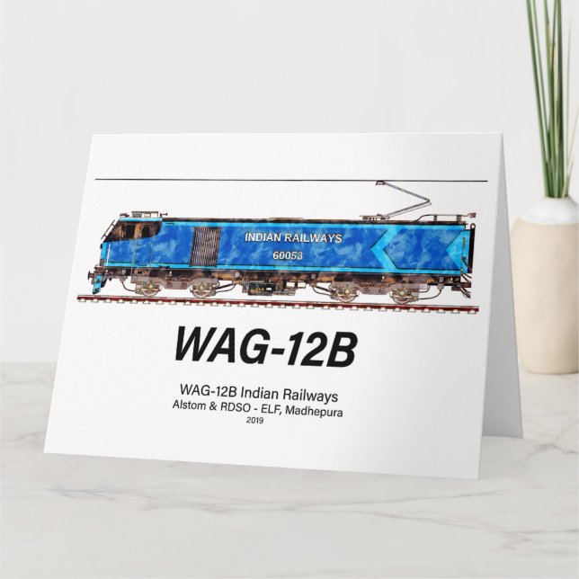 Tarjeta De Agradecimiento Locomotora WAG-12B. Ferrocarril de la India (Anverso)