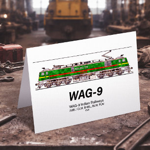 Tarjeta De Agradecimiento Locomotora WAG-9. Ferrocarril de la India