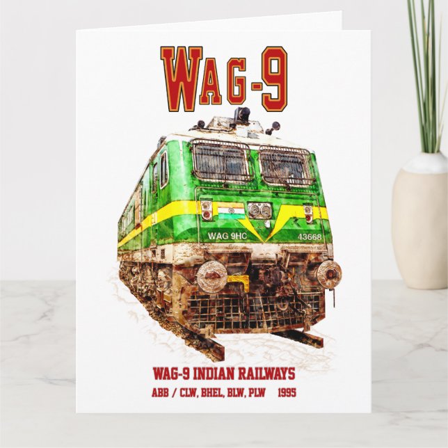 Tarjeta De Agradecimiento Locomotora WAG-9. Ferrocarril de la India (Anverso)
