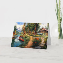 Tarjeta De Agradecimiento Log Cabin in the Woods