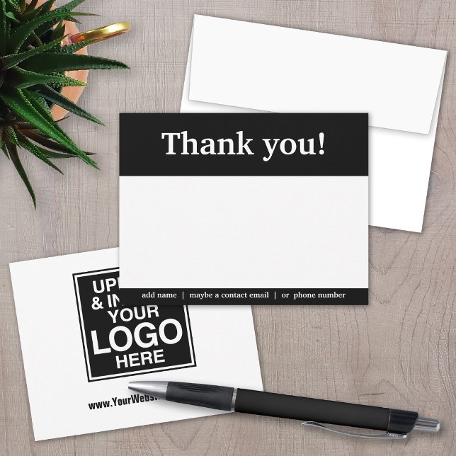 Tarjeta De Agradecimiento Logo básico de Office o empresa (Business Thank you notecard with logo)