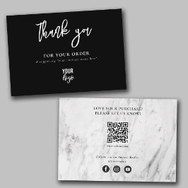 Tarjeta De Agradecimiento Logo de Black & White Marble Business