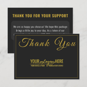 Tarjeta De Agradecimiento Logo de la Boutique Chic Black Gold para redes soc