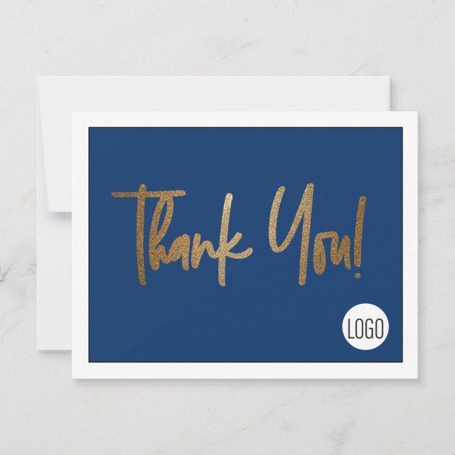 Tarjeta De Agradecimiento Logo de la empresa personalizado Faux Social Gold  (Anverso)