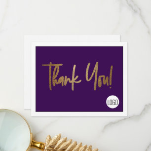 Tarjeta De Agradecimiento Logo de la empresa personalizado Social Faux Gold 
