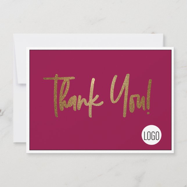 Tarjeta De Agradecimiento Logo de la empresa personalizado Social Faux Gold  (Anverso)