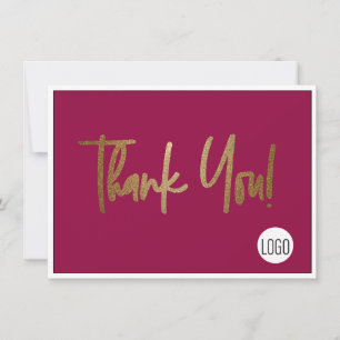 Tarjeta De Agradecimiento Logo de la empresa personalizado Social Faux Gold 