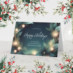 Tarjeta De Agradecimiento Logo de la Wreath navideña moderna de la compañía