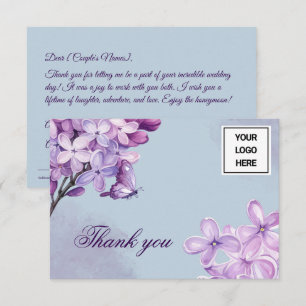 Tarjeta De Agradecimiento Logo de Planificador de Boda con Acuarela Púrpura 