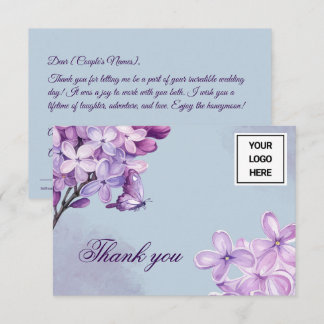 Tarjeta De Agradecimiento Logo de Planificador de Boda con Acuarela Púrpura