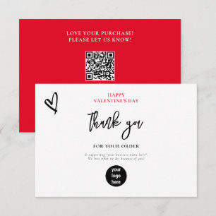 Tarjeta De Agradecimiento Logo de Red El día de San Valentín Heart Business 