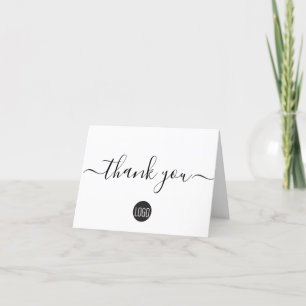 Tarjeta De Agradecimiento Logo de una empresa de negocios sencilla en blanco