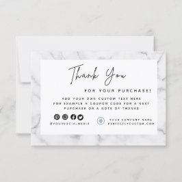 Tarjeta De Agradecimiento Logo del borde del mármol blanco