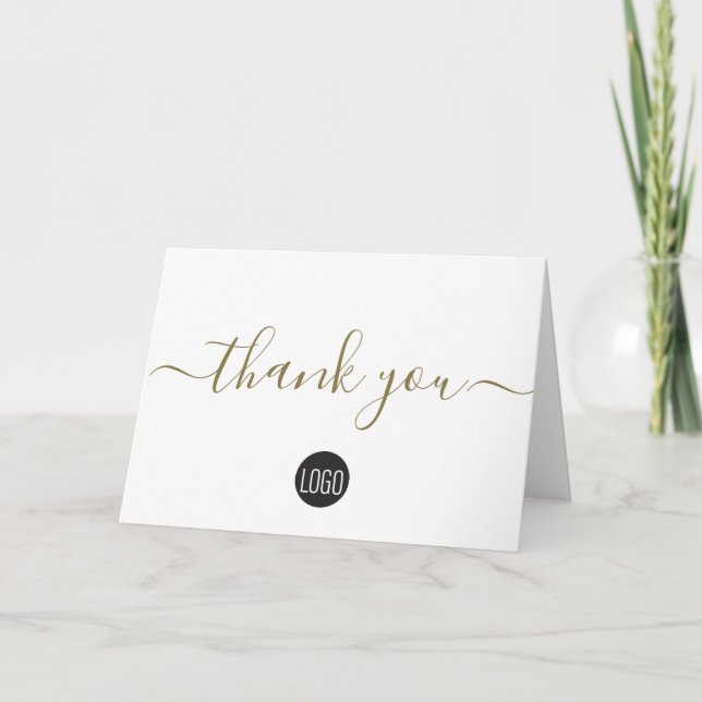 Tarjeta De Agradecimiento Logo del personalizado Business Simple Elegant Gol (Anverso)