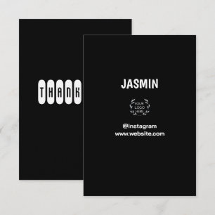 Tarjeta De Agradecimiento Logo Empresa Moderno Minimalista Marca Negro