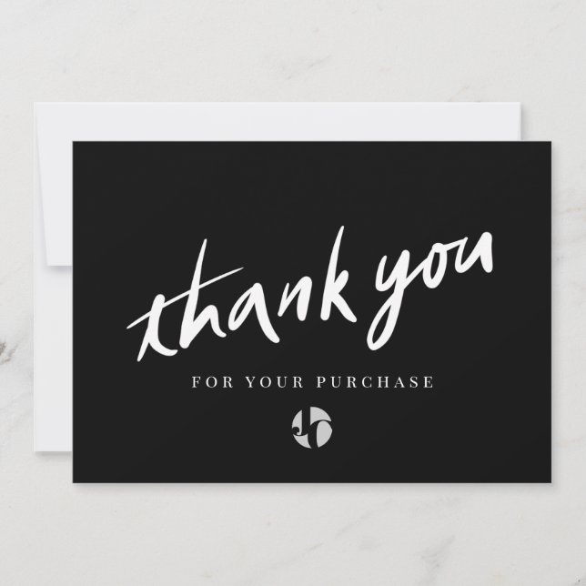 Tarjeta De Agradecimiento Logo Script Black Gracias (Anverso)