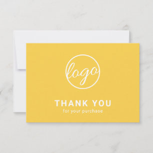 Tarjeta De Agradecimiento Logotipo amarillo moderno simple personalizado de