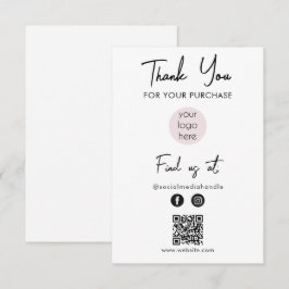 Tarjeta De Agradecimiento Logotipo comercial rosado Gracias Logotipo de medi