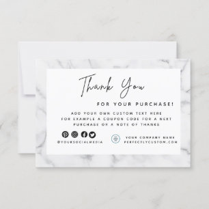 Tarjeta De Agradecimiento Logotipo con borde de mármol blanco