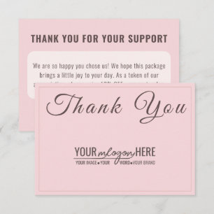 Tarjeta De Agradecimiento Logotipo de Blush de Chic Script para redes social