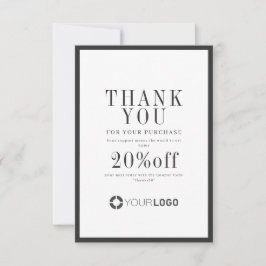 Tarjeta De Agradecimiento Logotipo de borde negro de carbón moderno para peq