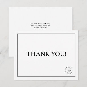 Tarjeta De Agradecimiento Logotipo de empresa blanco negro profesional graci
