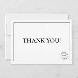 Tarjeta De Agradecimiento Logotipo de empresa blanco y negro simple personal