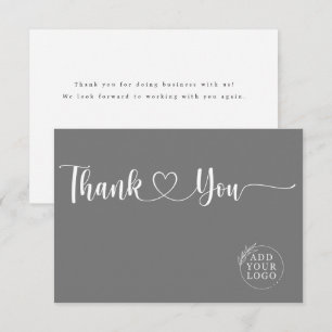 Tarjeta De Agradecimiento Logotipo de empresa gris minimalista agradecimient