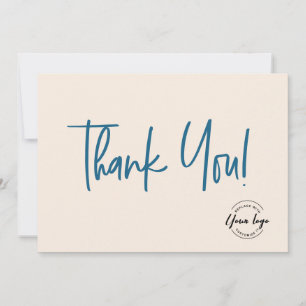 Tarjeta De Agradecimiento Logotipo de la empresa negro Crema azul Social Gra