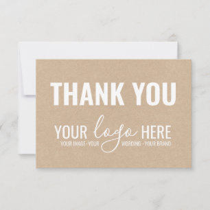 Tarjeta De Agradecimiento Logotipo de marca comercial - White Kraft Gracias