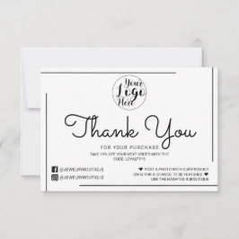 Tarjeta De Agradecimiento Logotipo de secuencia de escritura con borde blanc