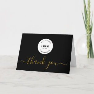 Tarjeta De Agradecimiento Logotipo de Simple Business Company Social Gold Ne